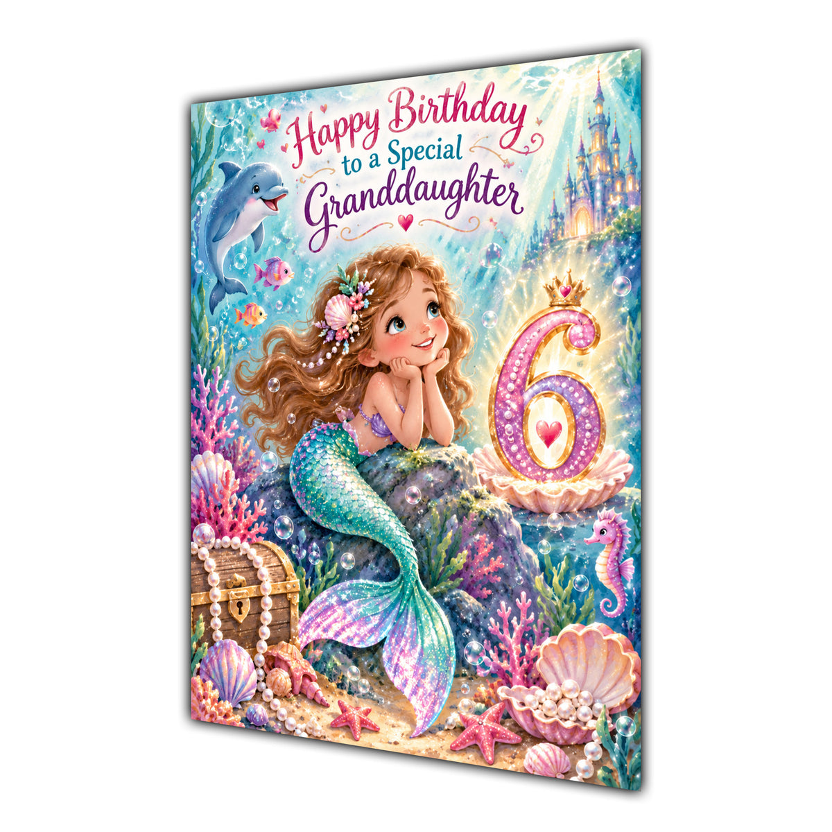 Happy 6th Birthday Granddaughter Mermaid Greeting Card A5