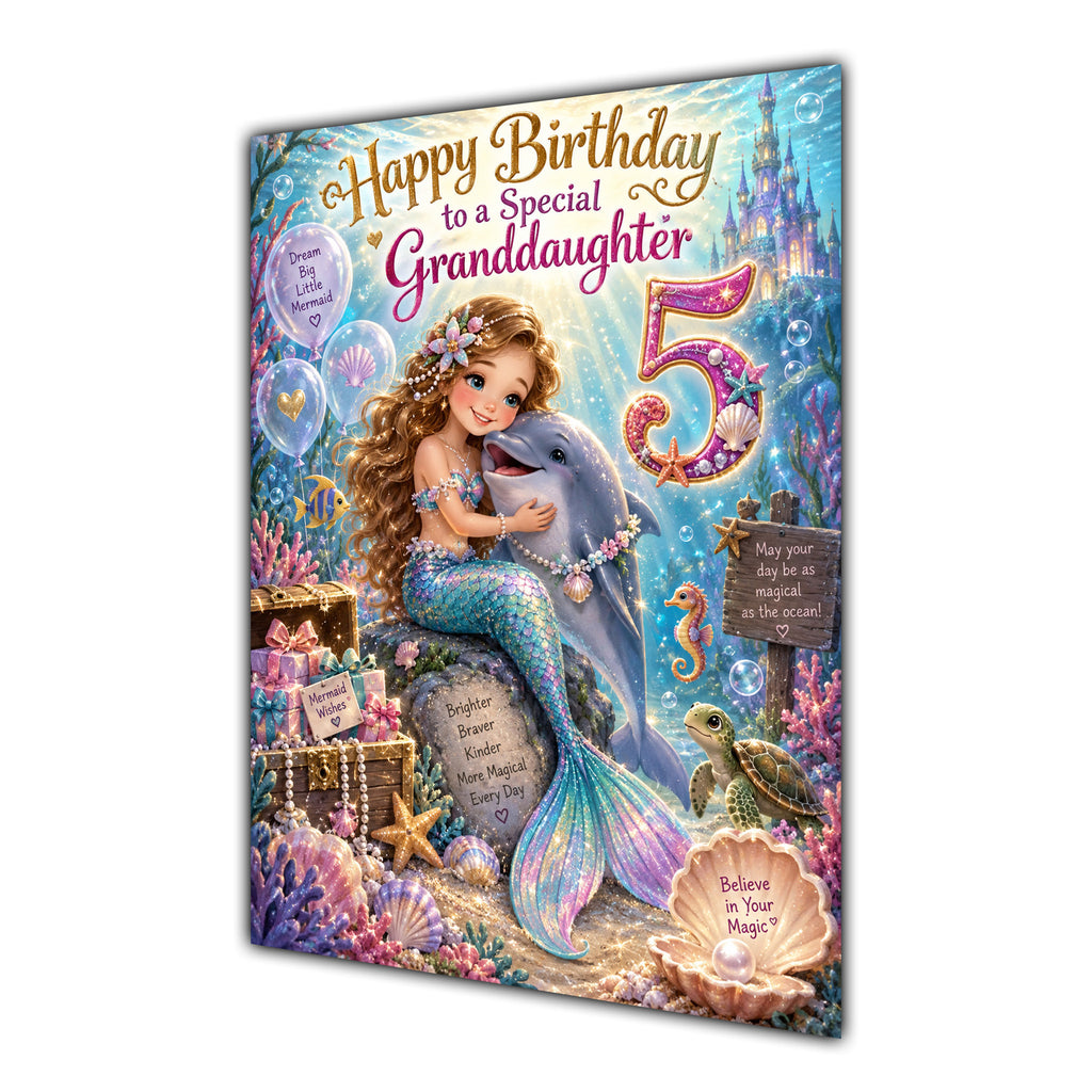 Happy 5th Birthday Granddaughter Mermaid Greeting Card A5