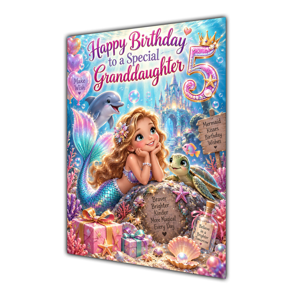 Happy 5th Birthday Granddaughter Mermaid Greeting Card A5