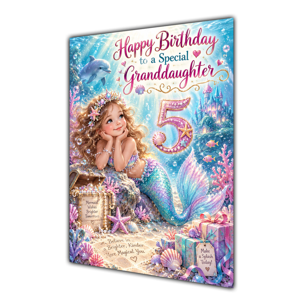 Happy 5th Birthday Granddaughter Mermaid Greeting Card A5