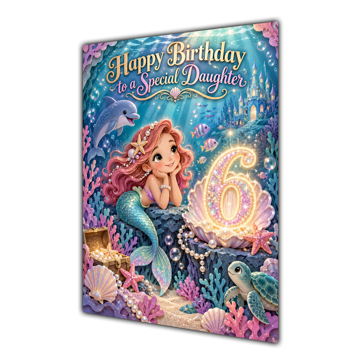 Happy 6th Birthday Daughter Mermaid Greeting Card A5