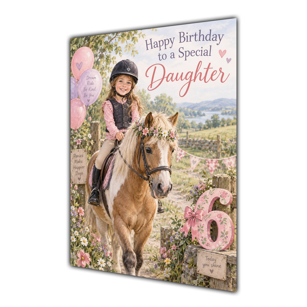 Happy 6th Birthday Daughter Horse Riding Greeting Card A5