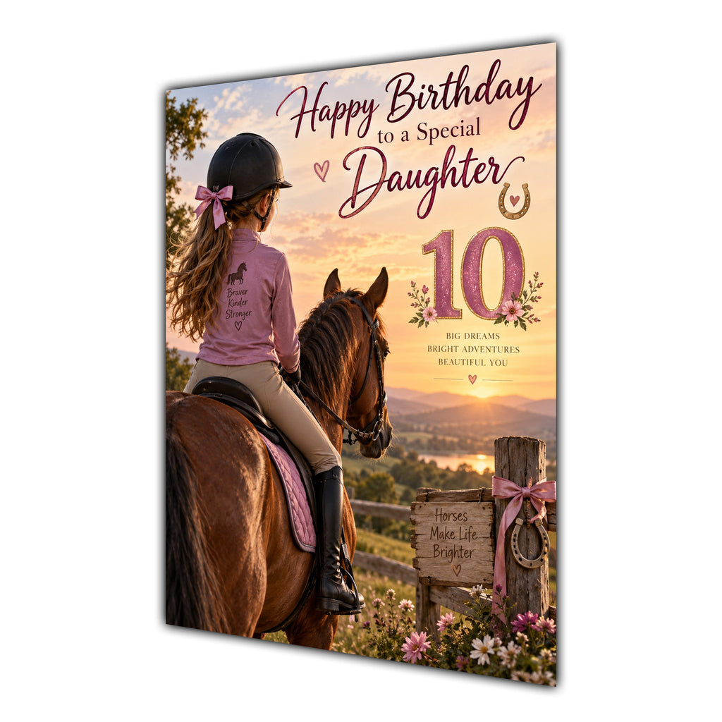 Happy 10th Birthday Daughter Horse Riding Greeting Card A5