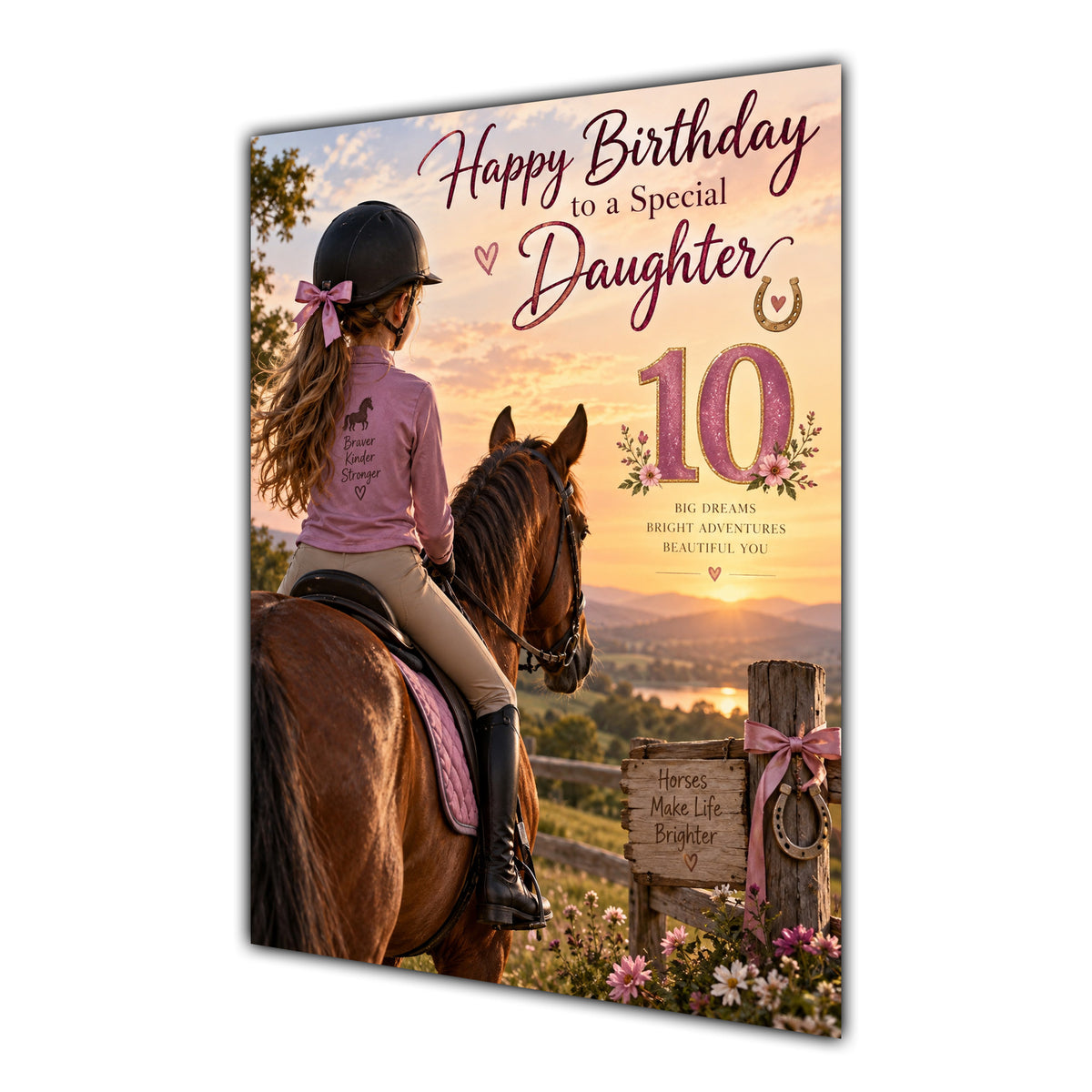 Happy 10th Birthday Daughter Horse Riding Greeting Card A5