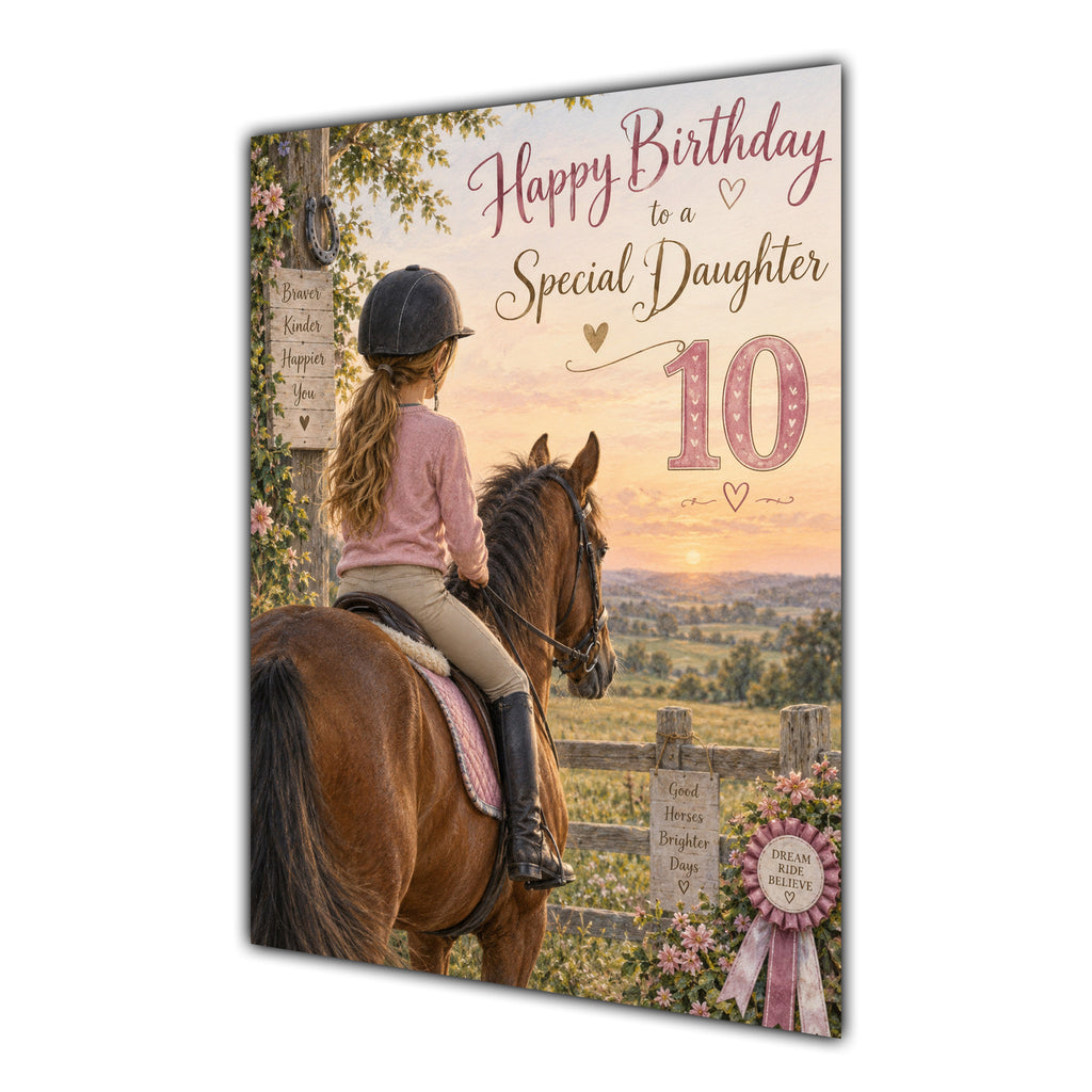 Happy 10th Birthday Daughter Horse Riding Greeting Card A5
