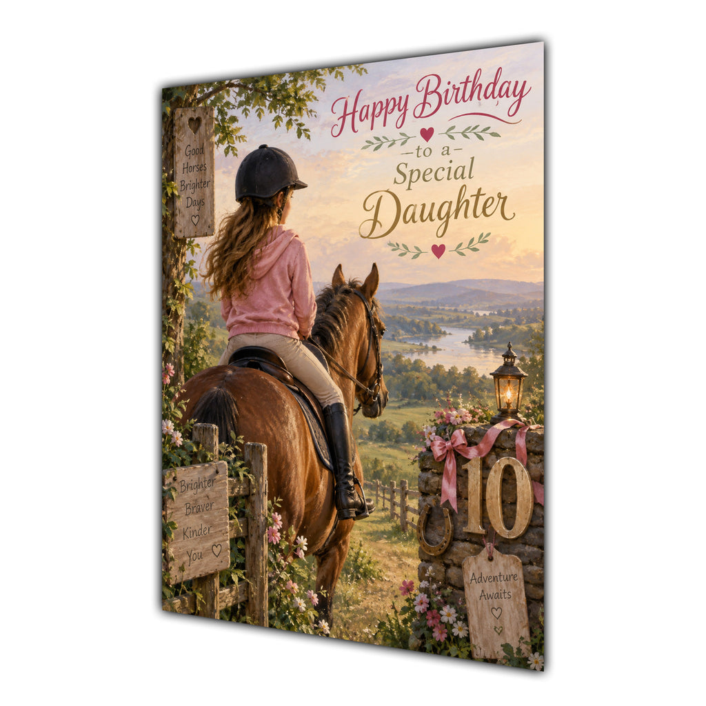 Happy 10th Birthday Daughter Horse Riding Greeting Card A5