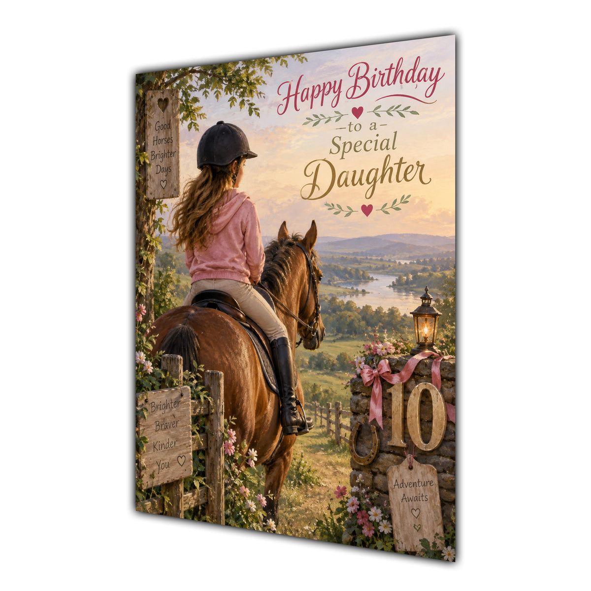 Happy 10th Birthday Daughter Horse Riding Greeting Card A5
