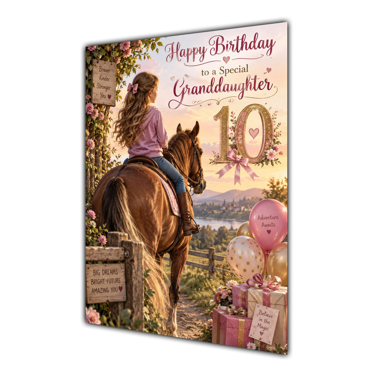 Happy 10th Birthday Granddaughter Horse Riding Greeting Card A5
