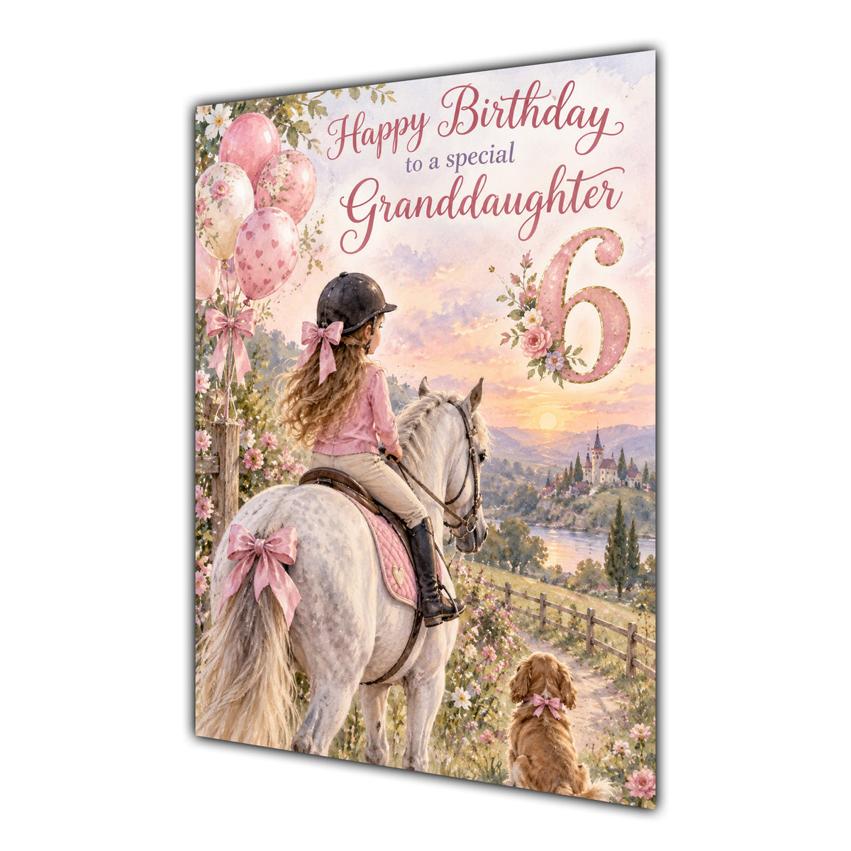 Happy 6th Birthday Granddaughter Horse Riding Greeting Card A5