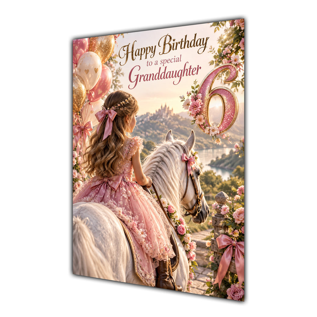 Happy 6th Birthday Granddaughter Horse Riding Greeting Card A5
