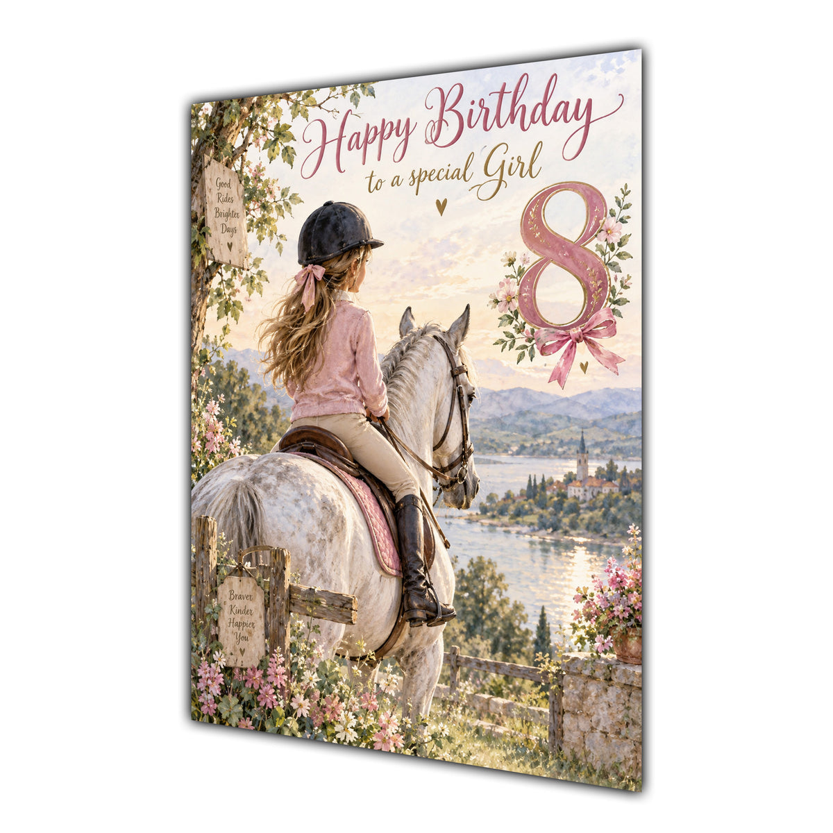 Happy 8th Birthday Special Girl Horse Riding Greeting Card A5