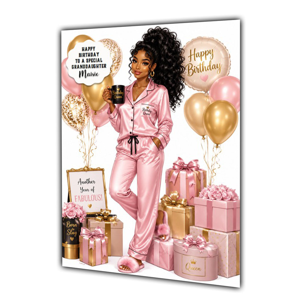 Birthday Card Tea Coffee Black Girl Daughter Niece Mum Sister Large A5 Size