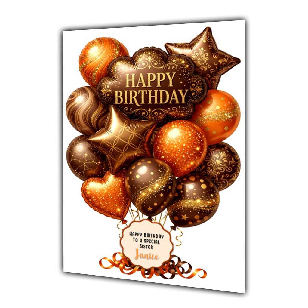 Personalised Birthday Card Balloons Daughter Niece Mum Nana Large A5 Size