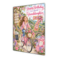 Granddaughter 7th Birthday Card - Girl Riding a Bicycle