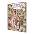 Granddaughter 6th Birthday Card - Girl Riding a Bicycle