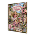 Granddaughter 6th Birthday Card - Girl Riding a Bicycle