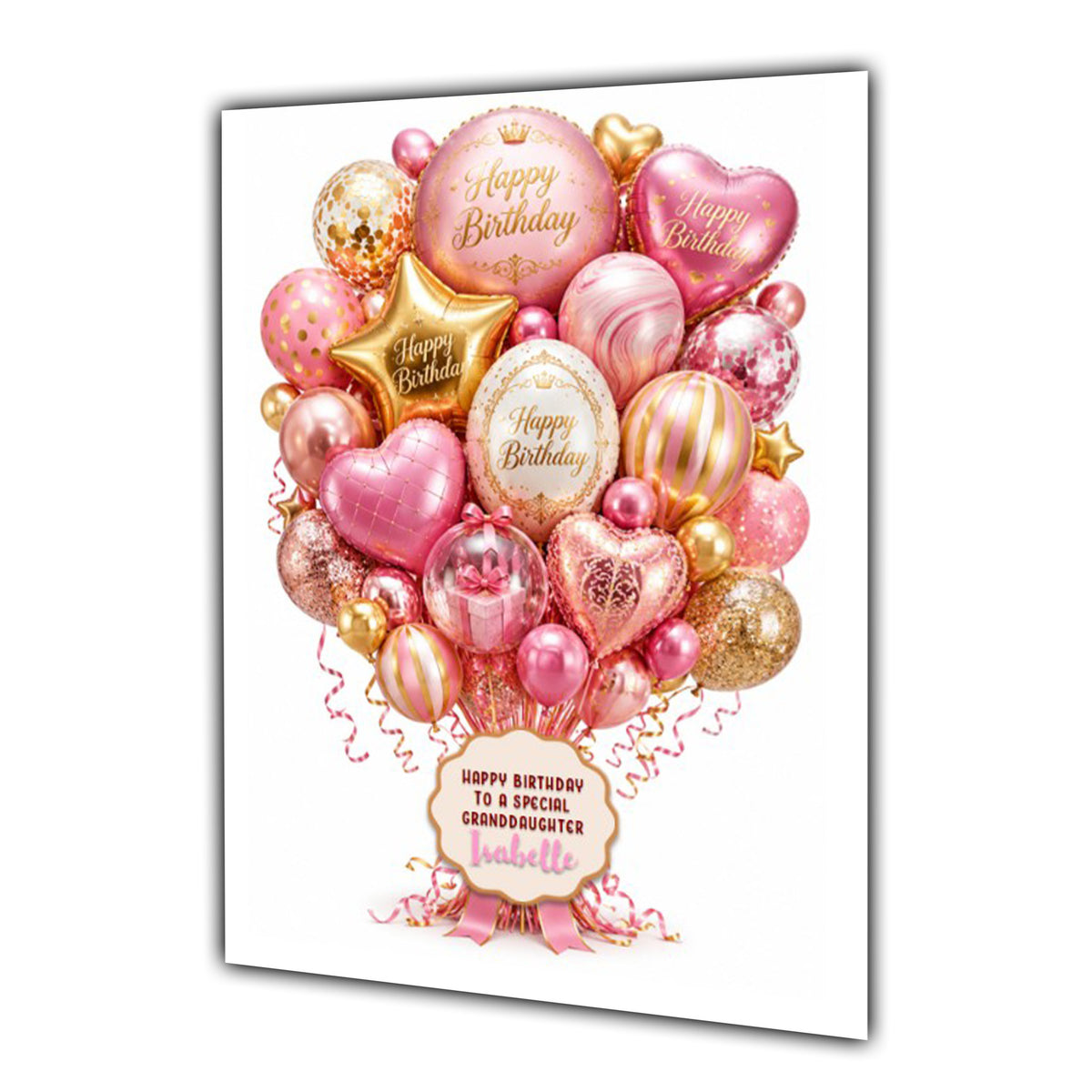 Personalised Birthday Card Balloons Daughter Niece Mum Nana Large A5 Size