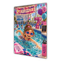 Granddaughter 7th Birthday Card - Girl Swimming