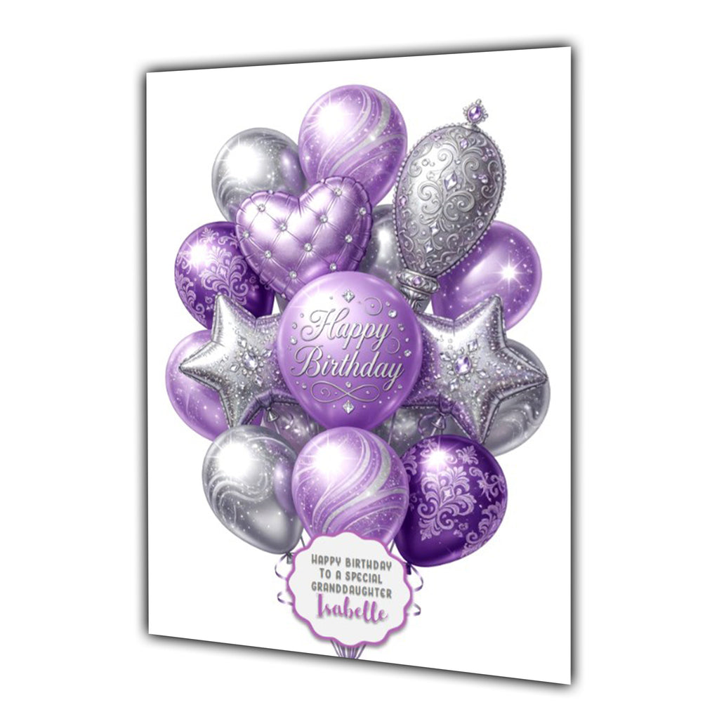 Personalised Birthday Card Balloons Daughter Niece Mum Nana Large A5 Size