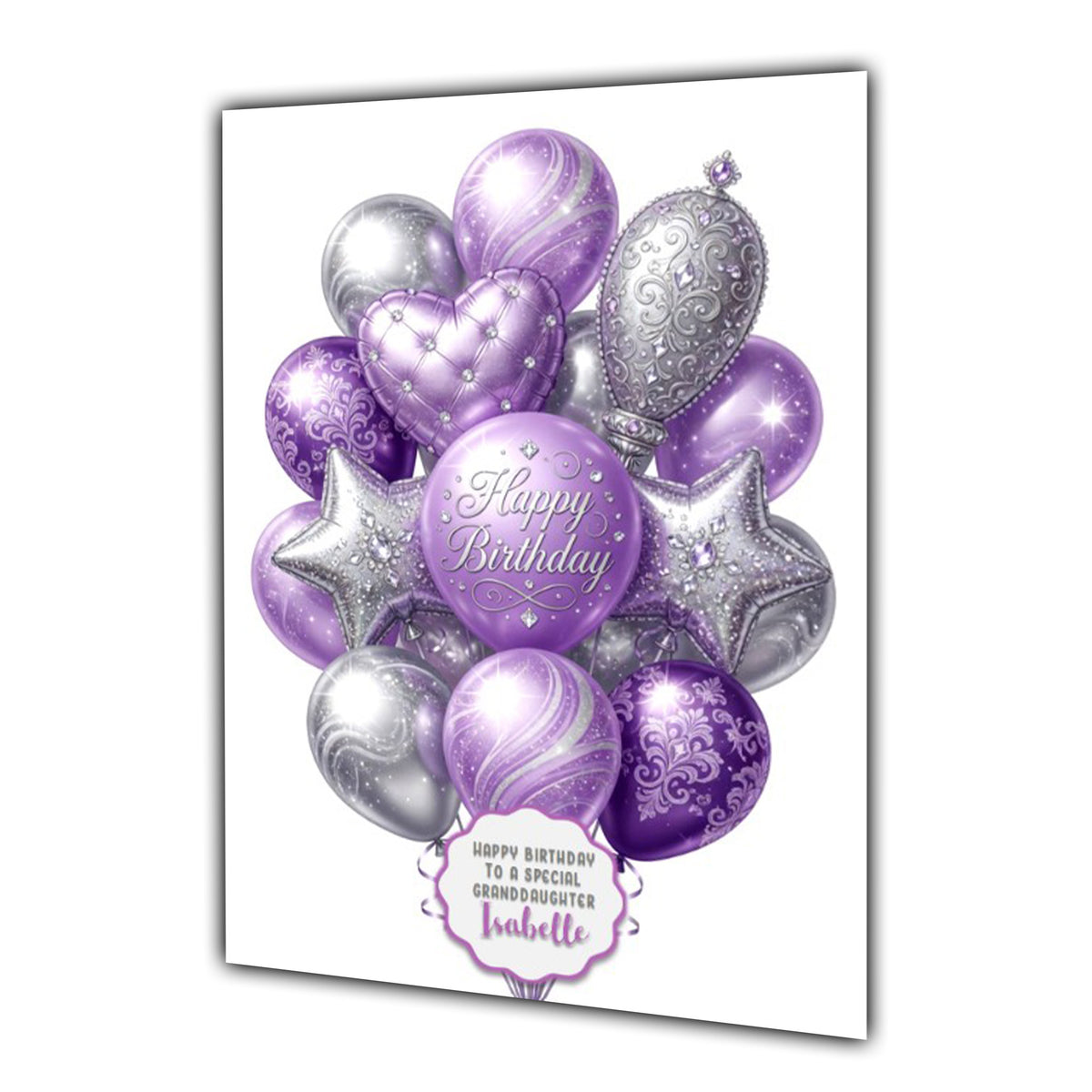 Personalised Birthday Card Balloons Daughter Niece Mum Nana Large A5 Size