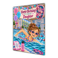 Daughter 8th Birthday Card - Girl Swimming