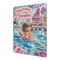 Daughter 4th Birthday Card - Girl Swimming