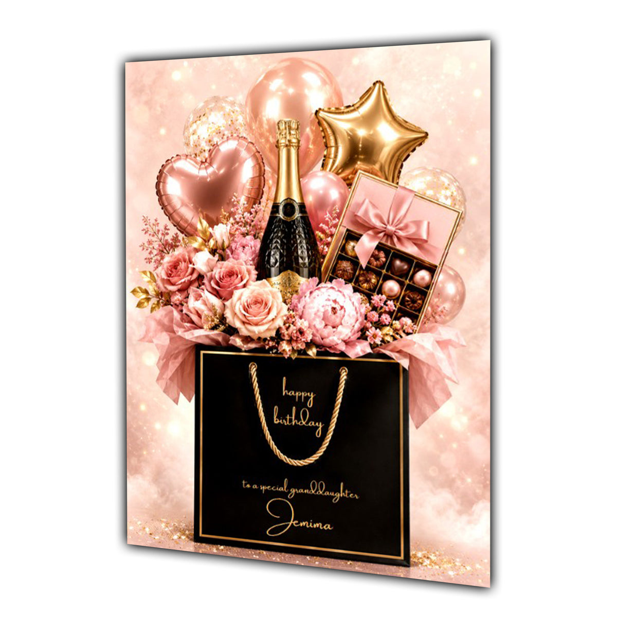 Personalised Birthday Card Flowers Bubbles Mum Nana Auntie Large A5 Size