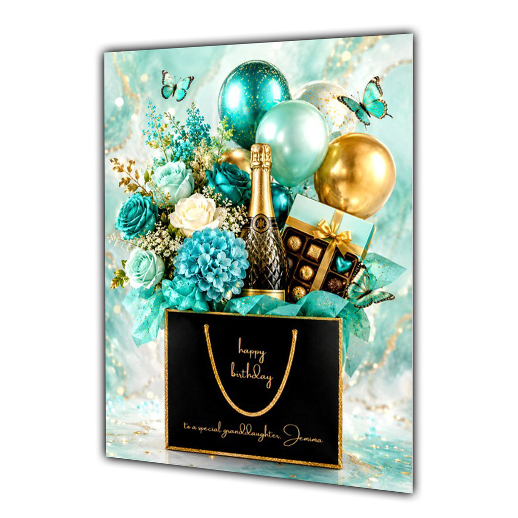 Personalised Birthday Card Flowers Bubbles Mum Nana Auntie Large A5 Size