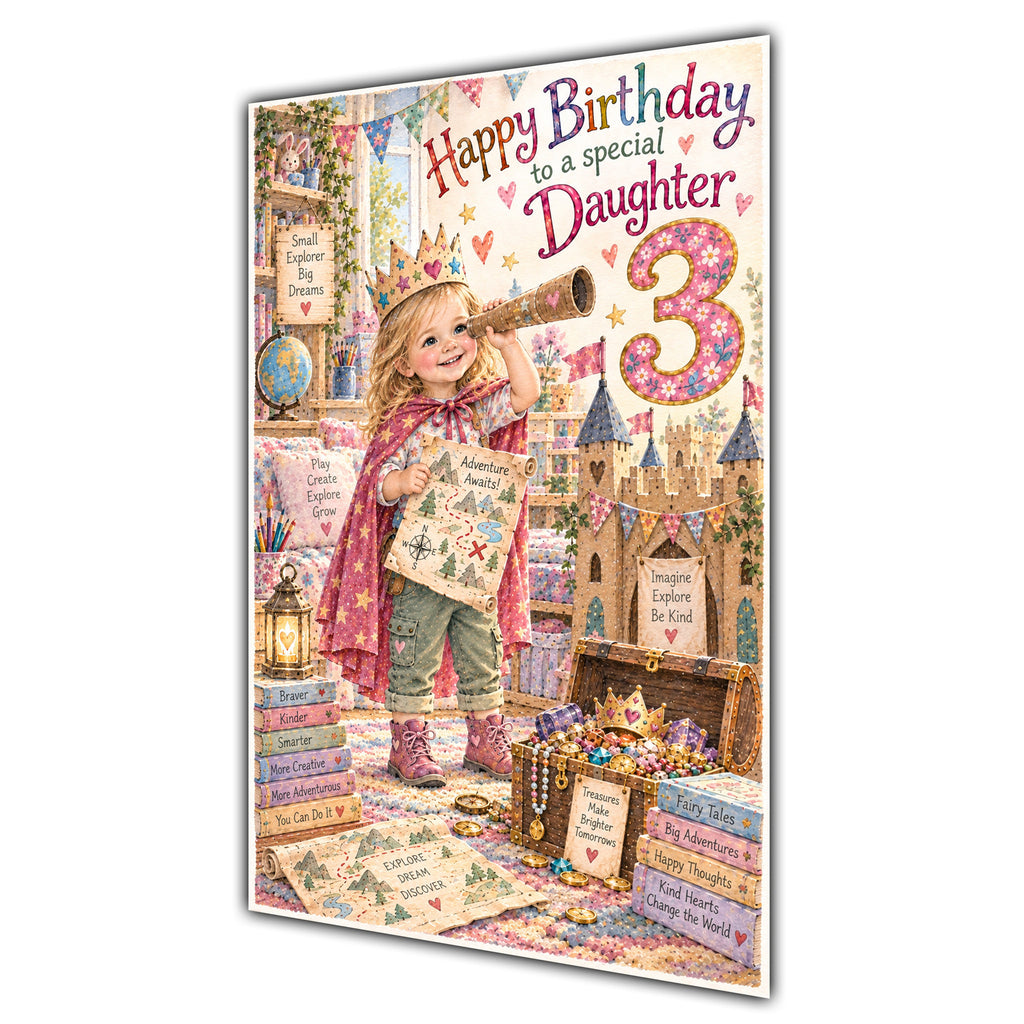 Daughter 3rd Birthday Card - Magical Adventure