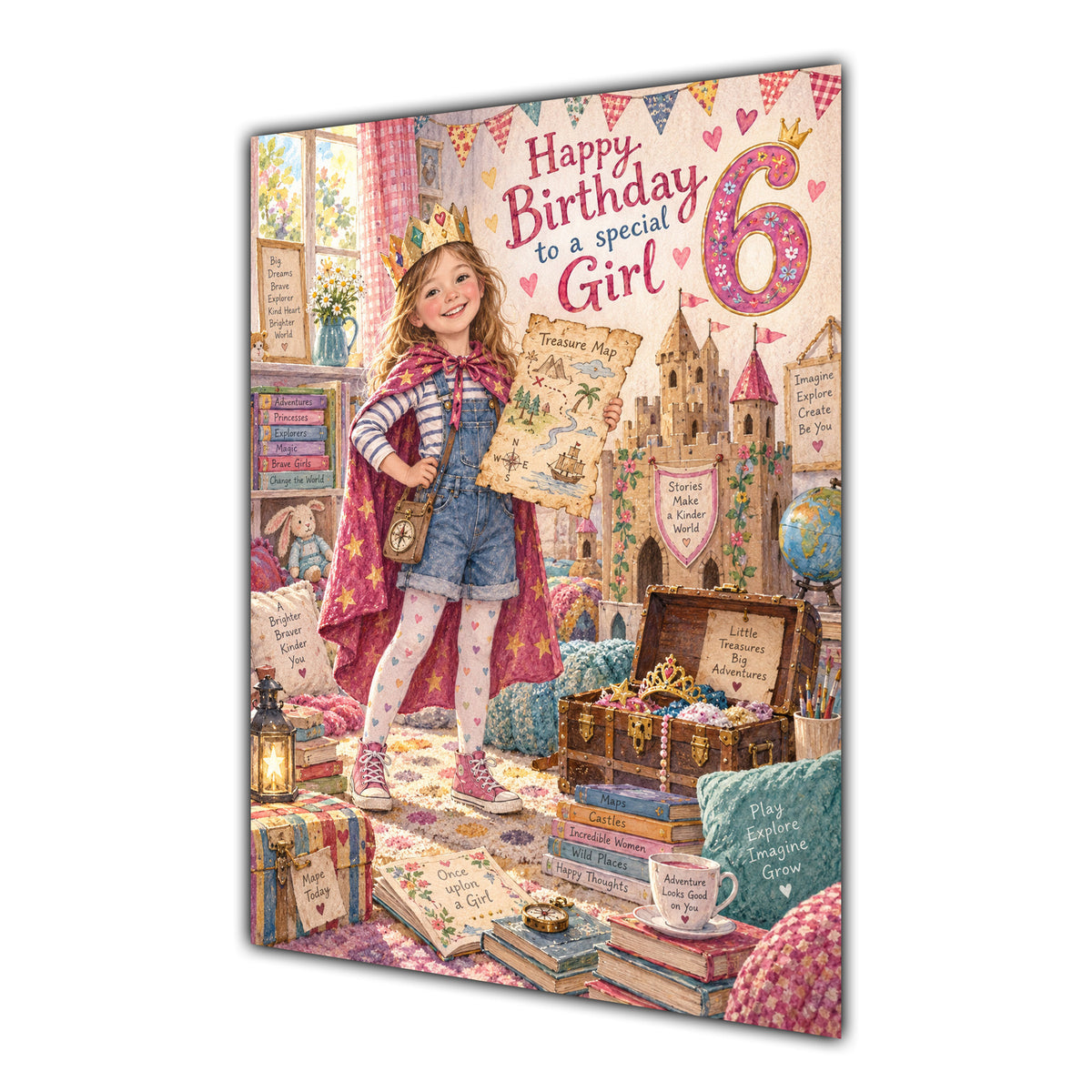 Girl 6th Birthday Card - Magical Adventure