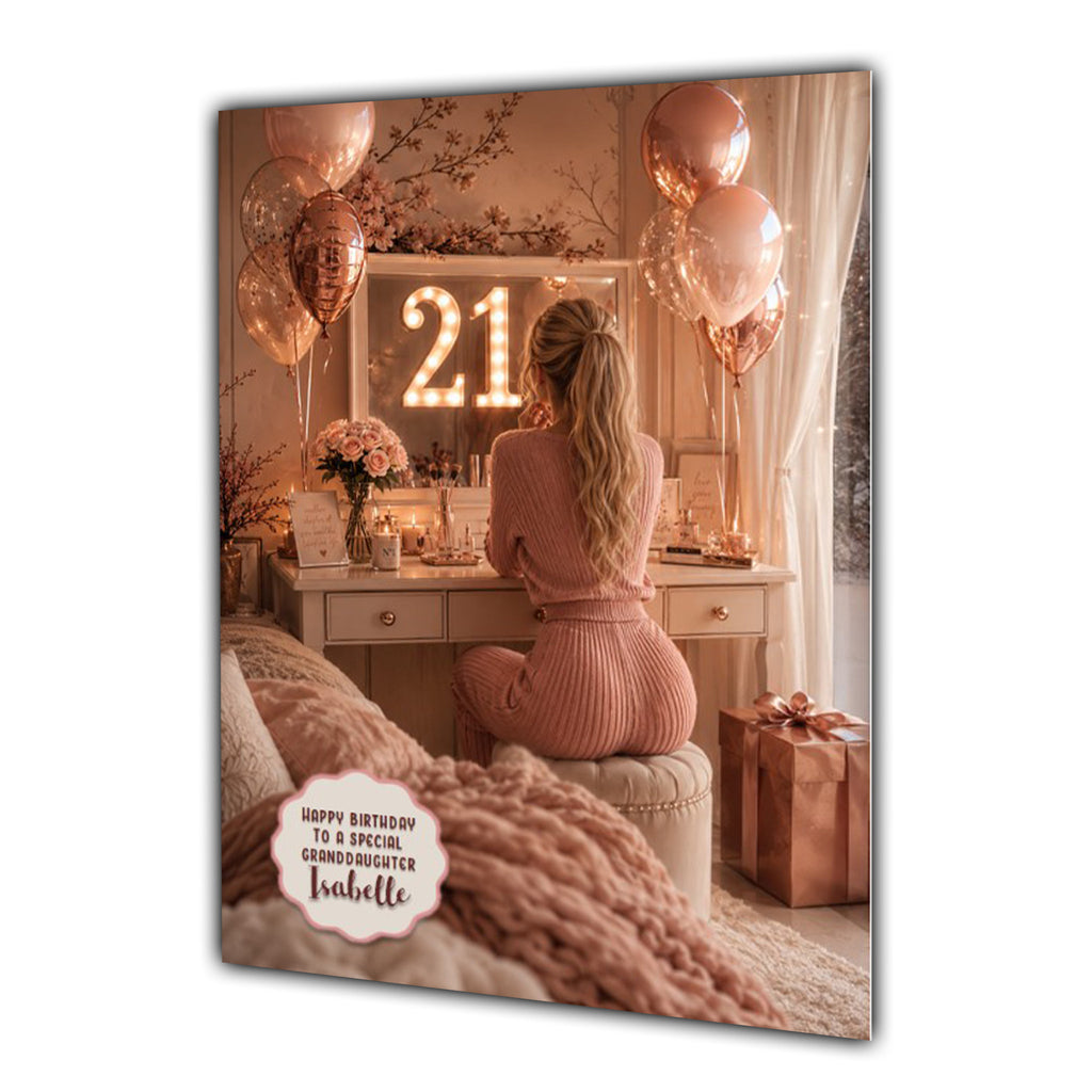 21st Birthday Card Chic Granddaughter Daughter Niece Personalised A5 Size