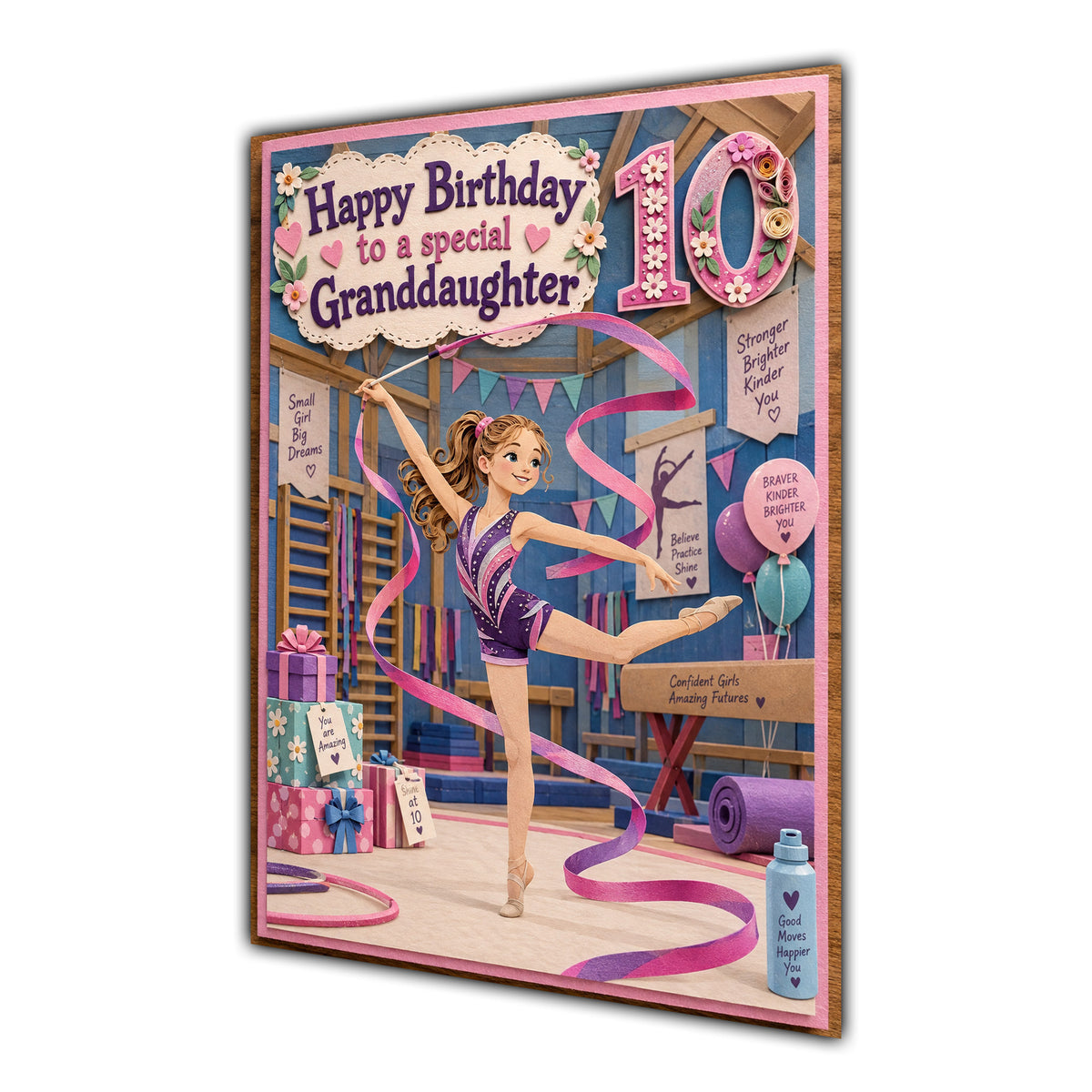 Granddaughter 10th Birthday Card - Girl Doing Gymnastics