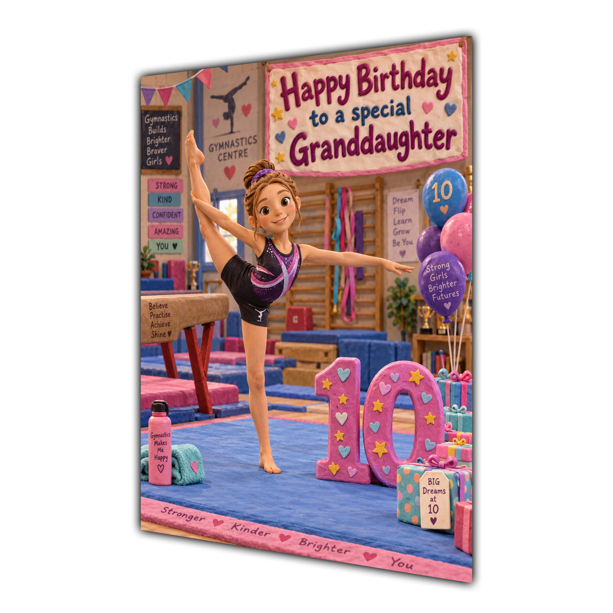 Granddaughter 10th Birthday Card - Girl Doing Gymnastics