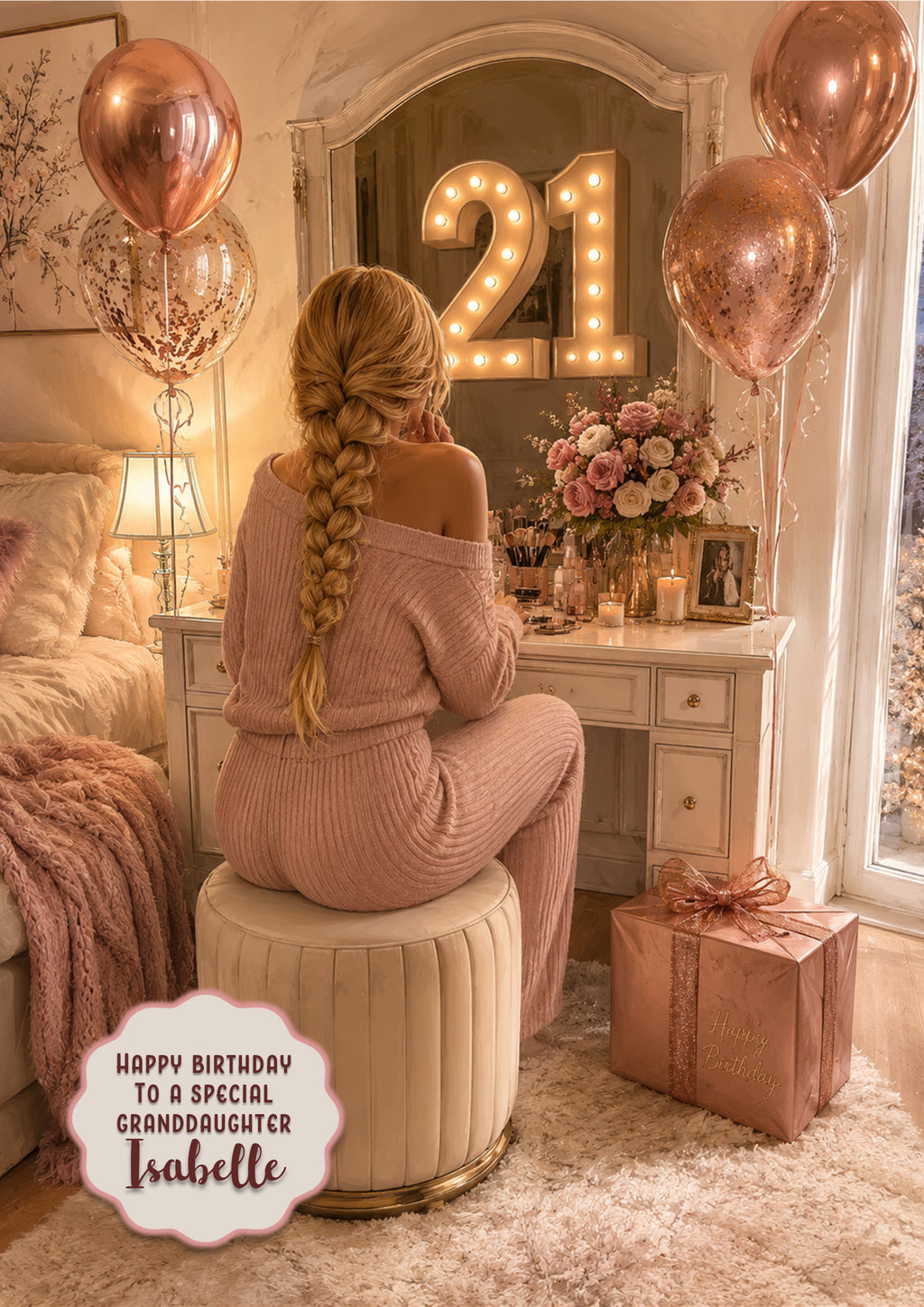 21st Birthday Card Chic Granddaughter Daughter Niece Personalised A5 Size