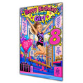 Girl 8th Birthday Card - Girl Doing Gymnastics