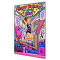 Girl 7th Birthday Card - Girl Doing Gymnastics