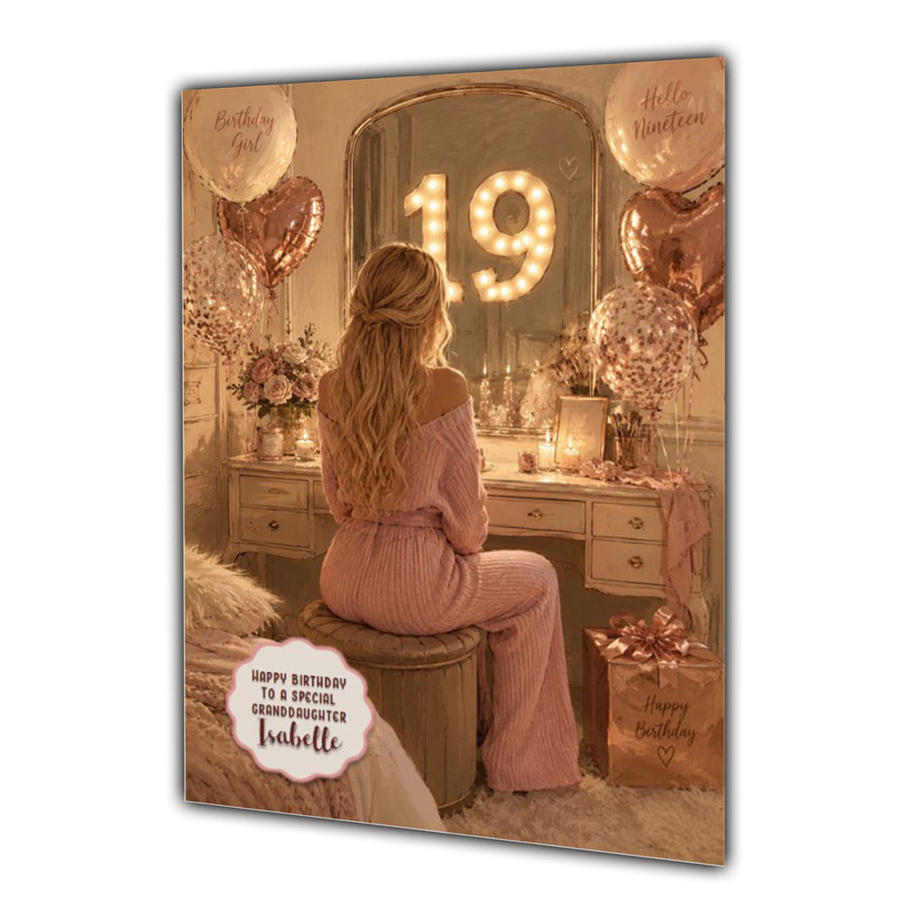 19th Birthday Card For Girls, Daughter, Granddaughter, Niece, Blonde Hair, Dressing Table
