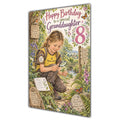 Granddaughter 8th Birthday Card - Brownie Girl with Nature and Craft Activities