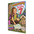 Daughter 7th Birthday Card - Brownie Girl with Nature and Craft Activities
