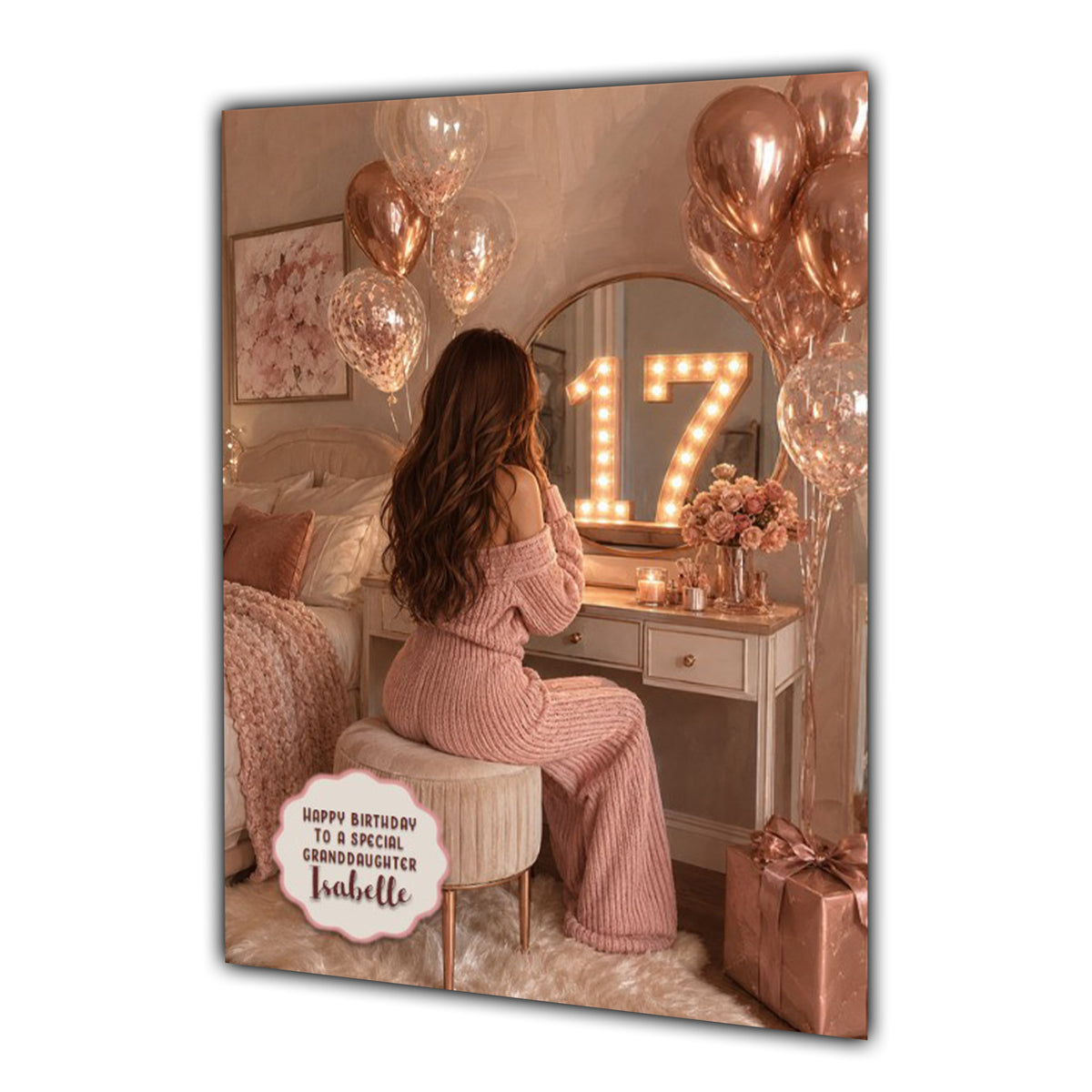 17th Birthday Card Chic Granddaughter Daughter Niece Personalised A5 Size