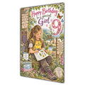 Girl 9th Birthday Card - Brownie Girl with Nature and Craft Activities