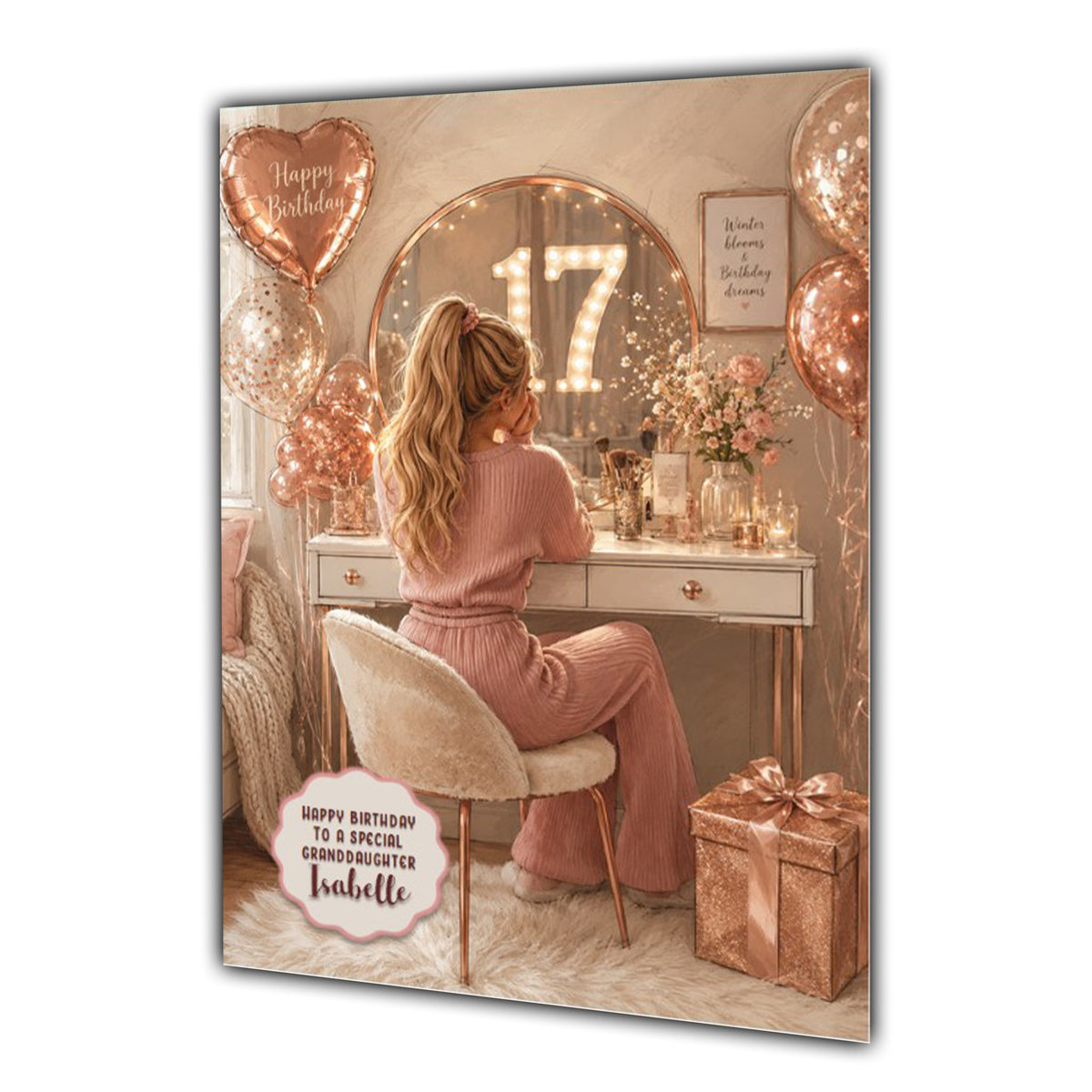 17th Birthday Card Chic Granddaughter Daughter Niece Personalised A5 Size