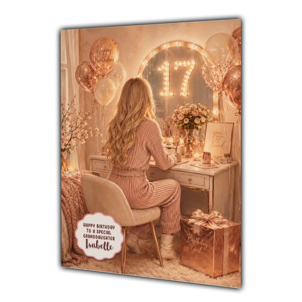 17th Birthday Card Chic Granddaughter Daughter Niece Personalised A5 Size