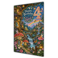 Girl 4th Birthday Card - Magical Fairy Village