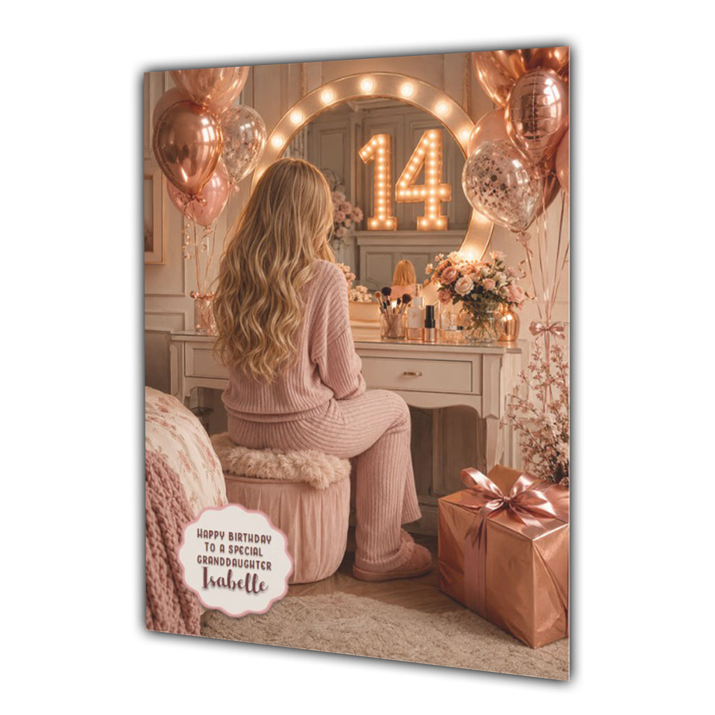 14th Birthday Card Chic Granddaughter Daughter Niece Personalised A5 Size
