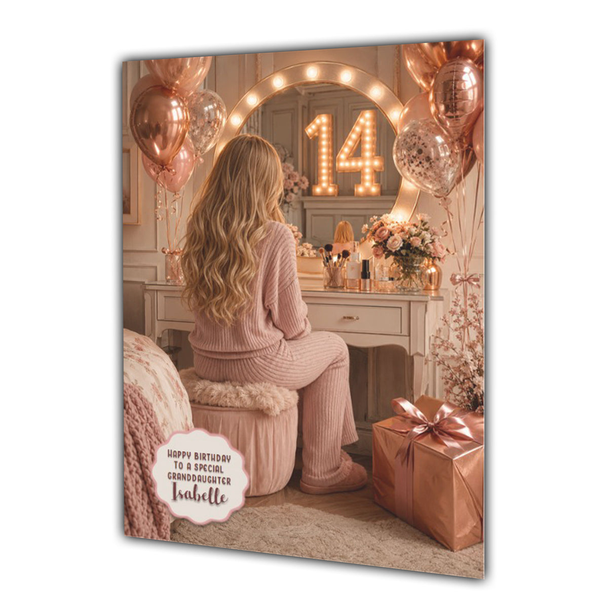 14th Birthday Card Chic Granddaughter Daughter Niece Personalised A5 Size
