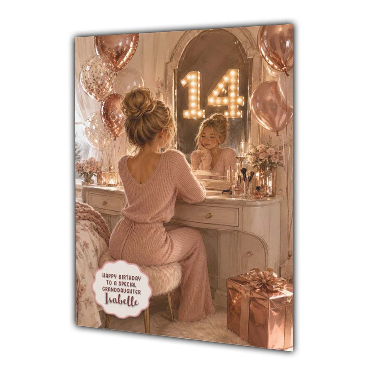 14th Birthday Card Chic Granddaughter Daughter Niece Personalised A5 Size