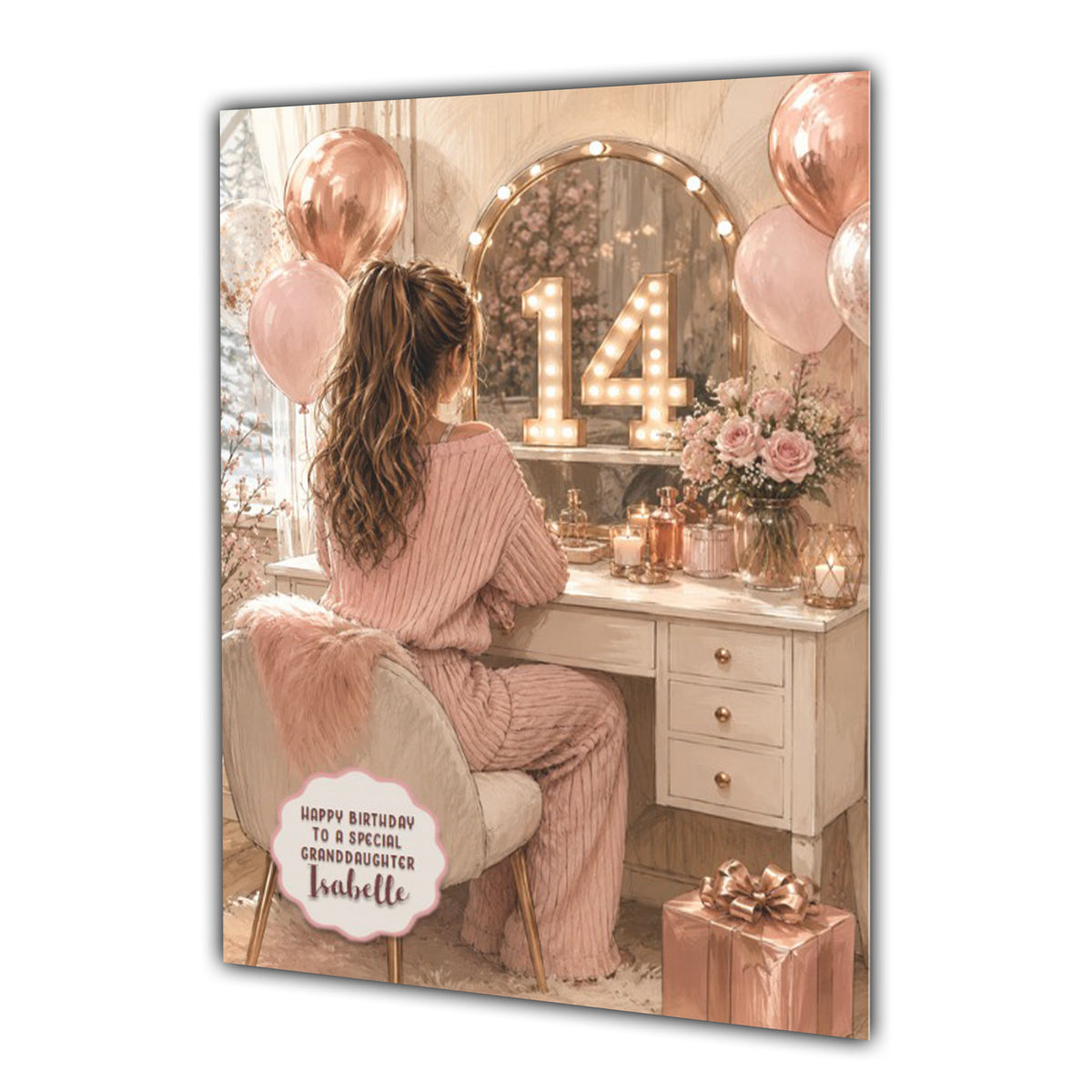 14th Birthday Card Chic Granddaughter Daughter Niece Personalised A5 Size