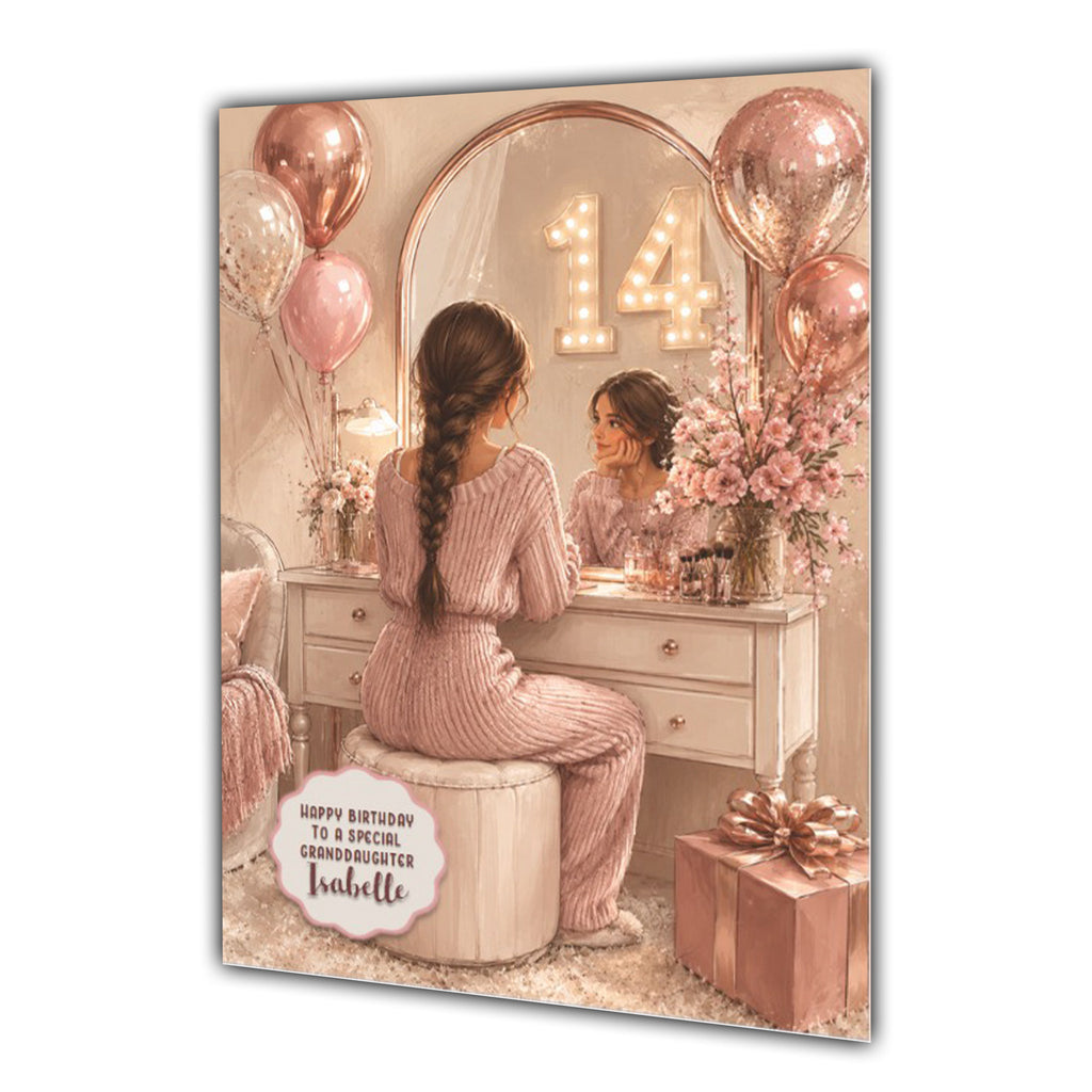 14th Birthday Card Chic Granddaughter Daughter Niece Personalised A5 Size