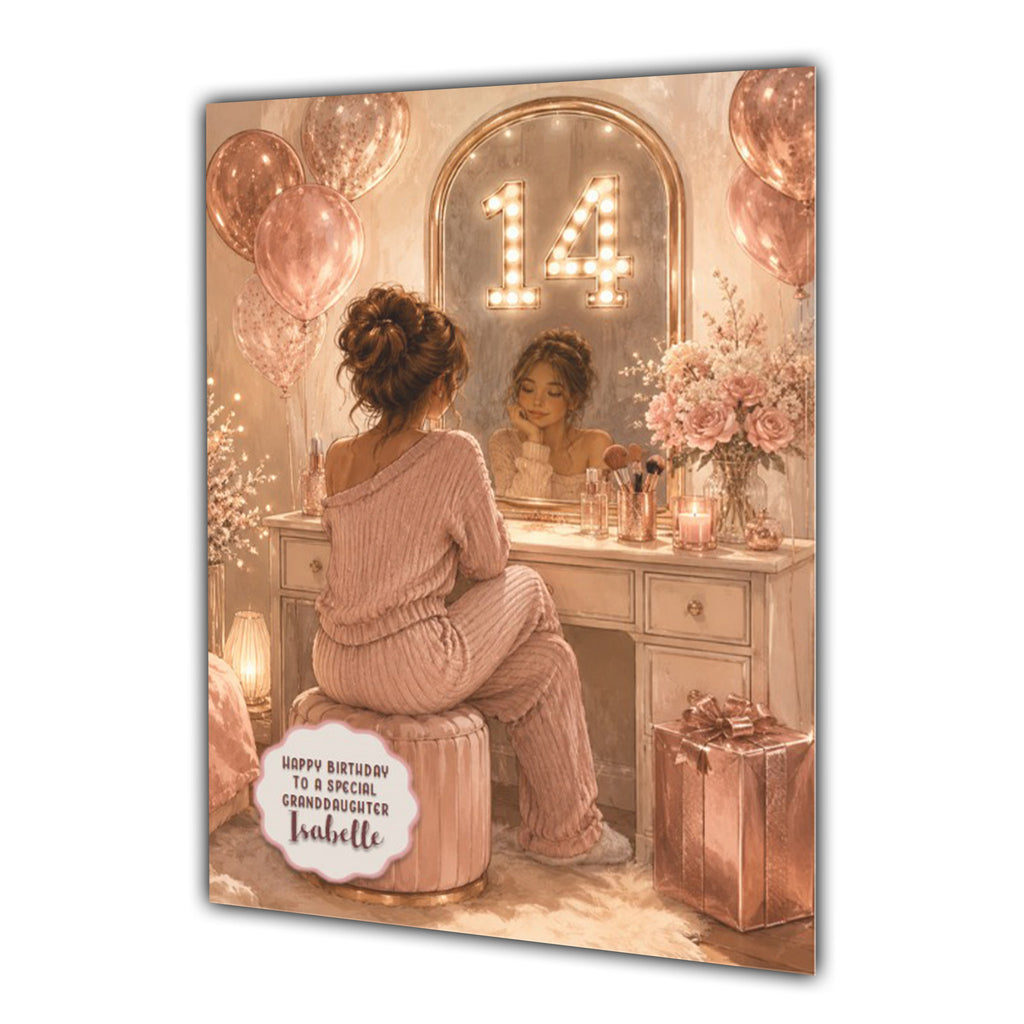 14th Birthday Card Chic Granddaughter Daughter Niece Personalised A5 Size